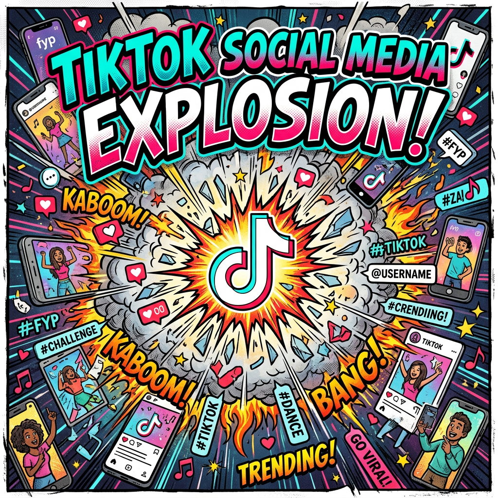 TikTok themed social media explosion graphic