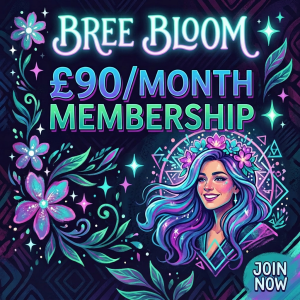 Bree Bloom £90 per month membership promotion with community access, wellness plans, and exclusive events